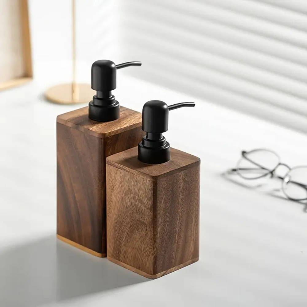 Eco-Friendly Wooden Soap Dispenser - Refillable & Stylish