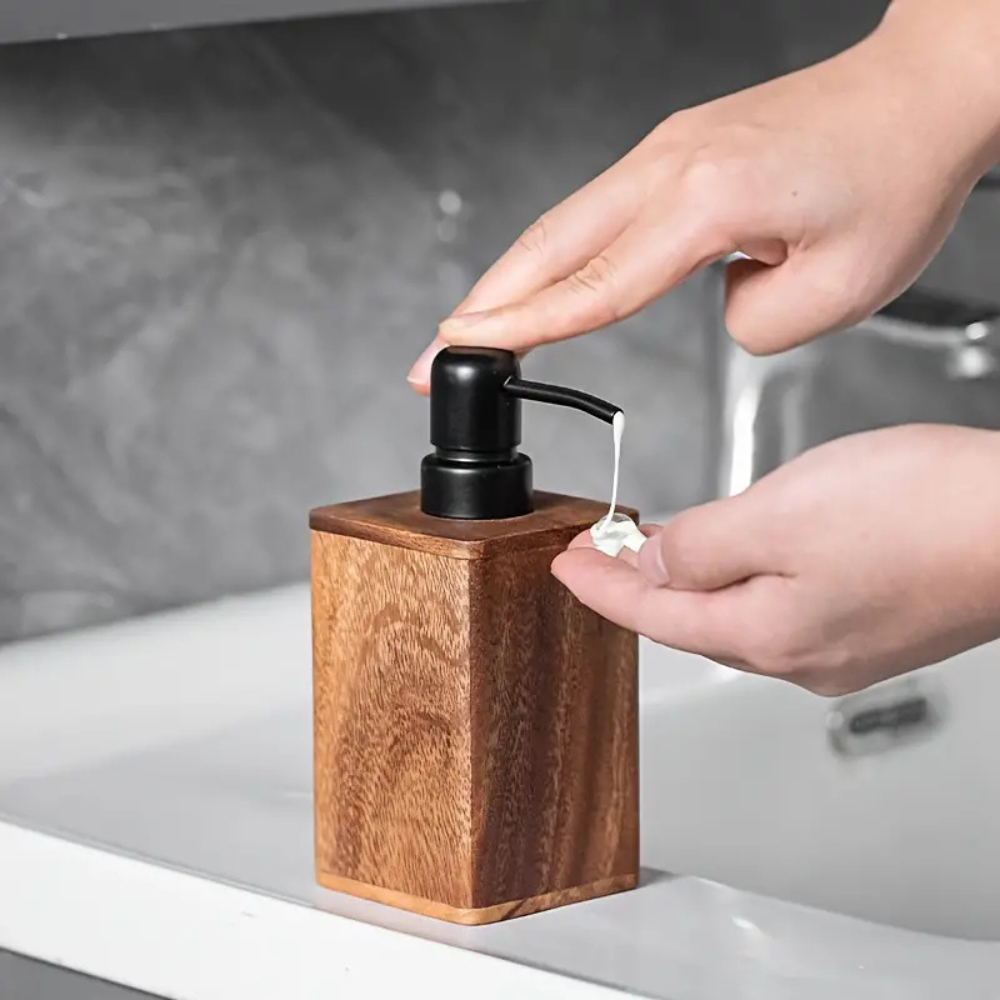 Eco-Friendly Wooden Soap Dispenser - Refillable & Stylish