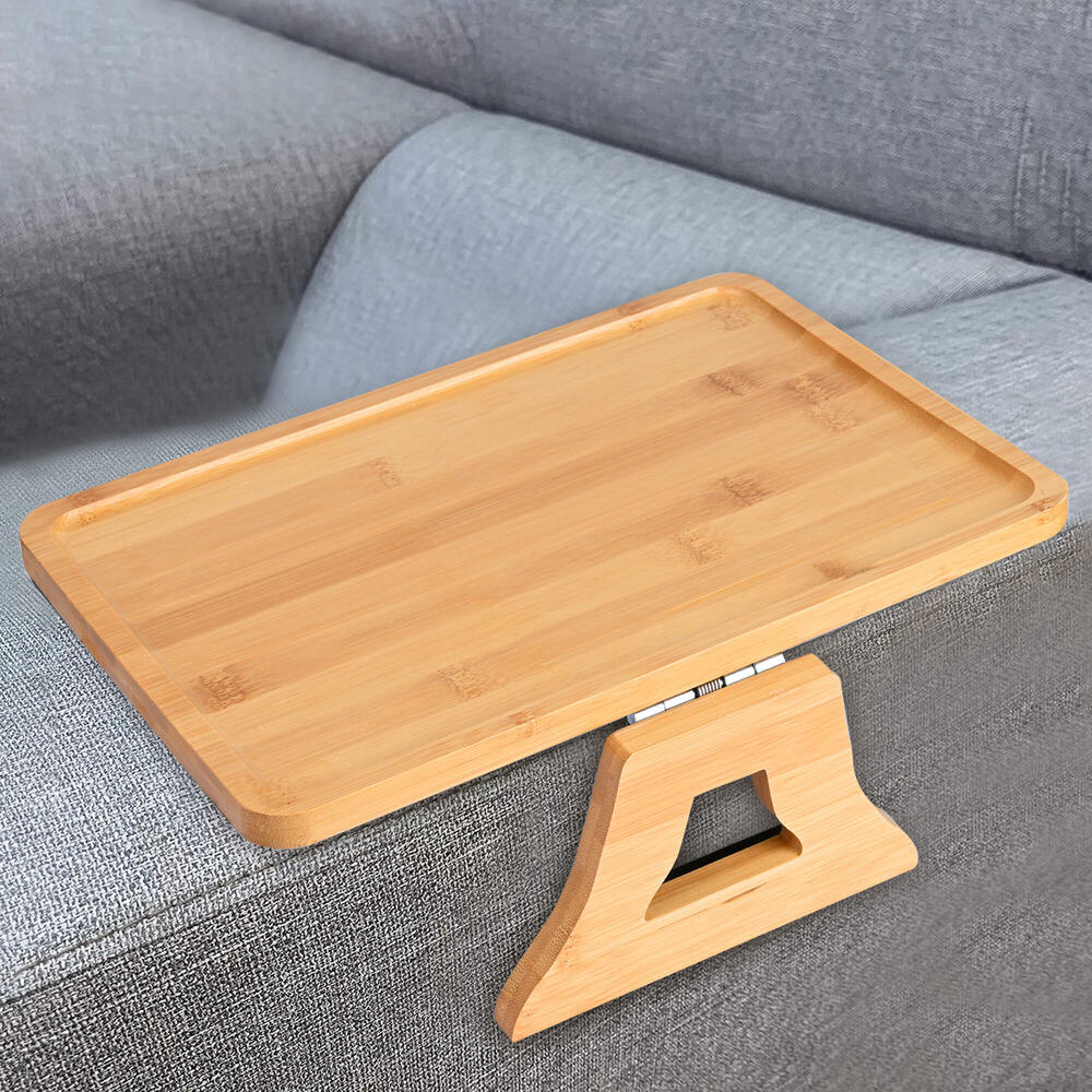 Adjustable Bamboo Sofa Arm Tray, Foldable and Versatile