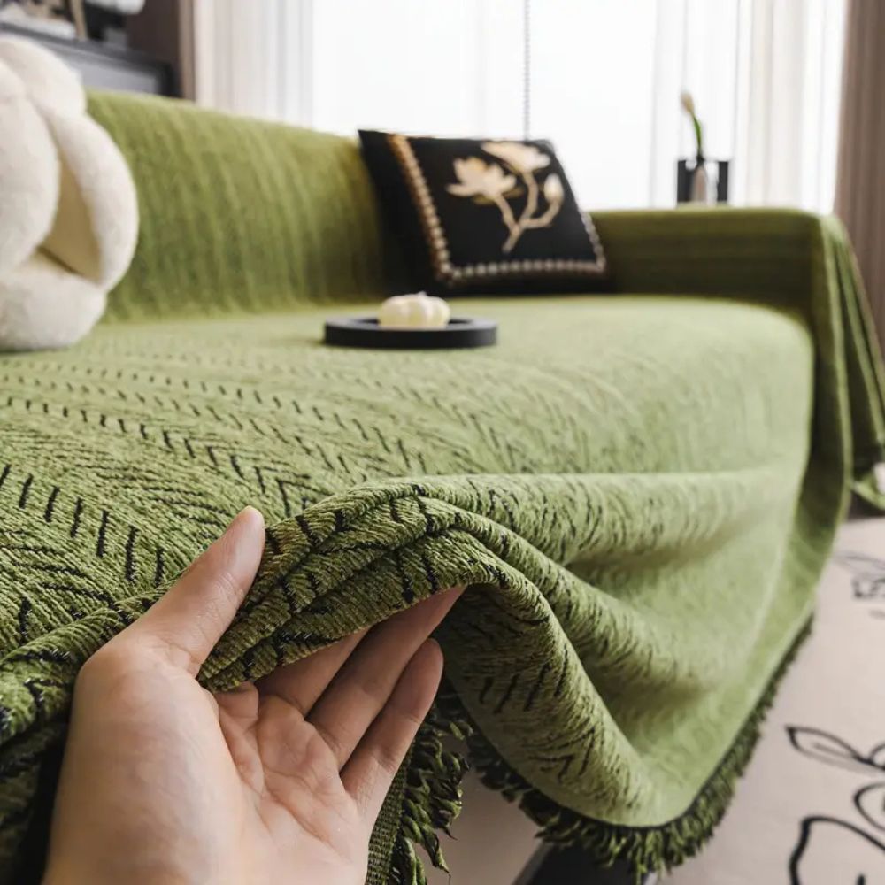 Elegant Chenille Microfiber Sofa Protector with Non-Slip Design