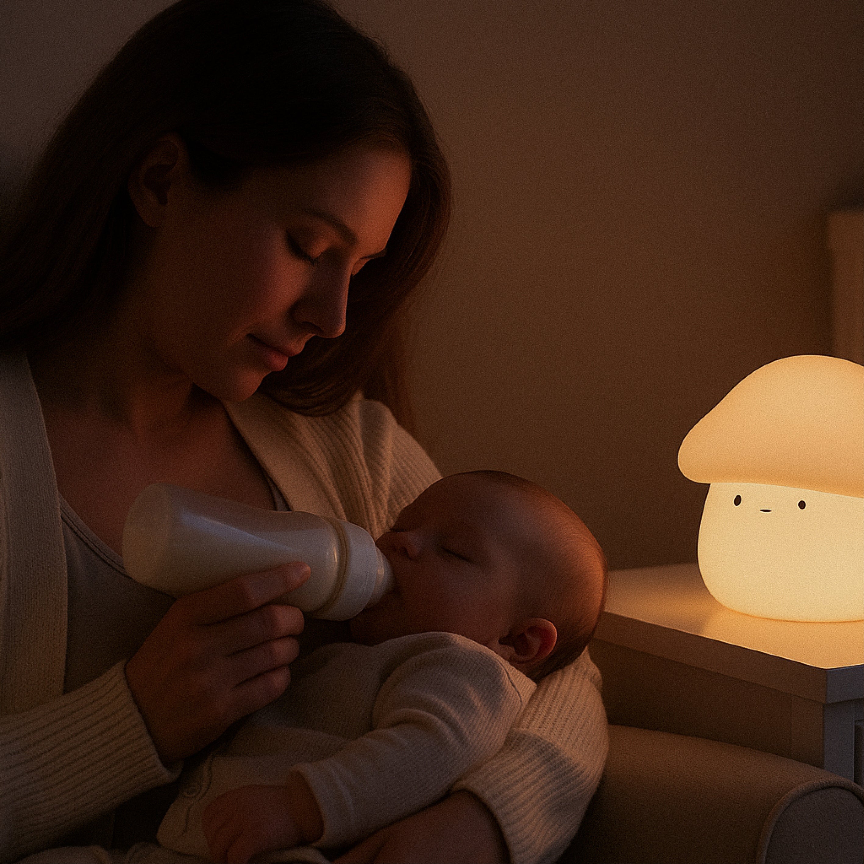 Charming Silicone Mushroom LED Night Lamp with Rechargeable Battery