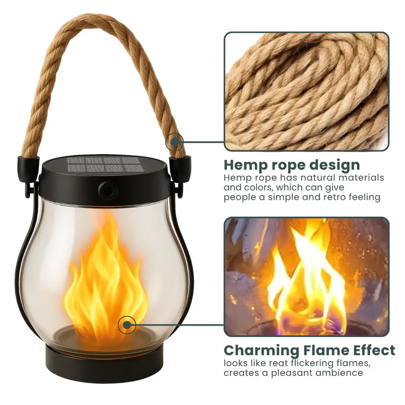 Solar Garden Lanterns with Flame Effect – Weather Resistant