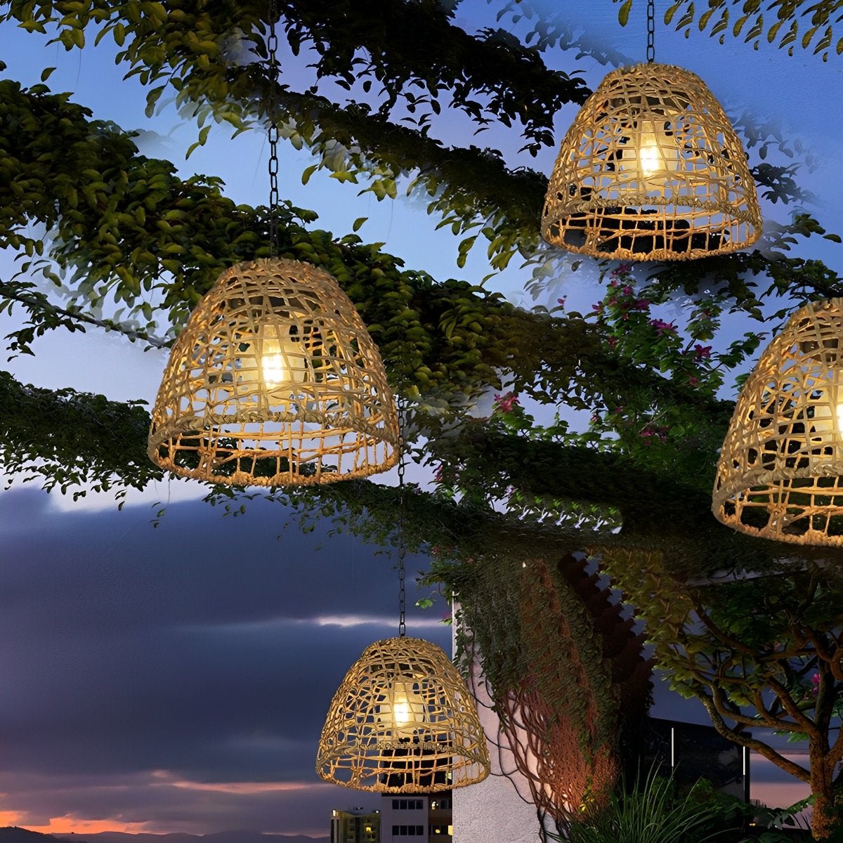 Solar Lantern in Boho Rattan Design | Weather Resistant