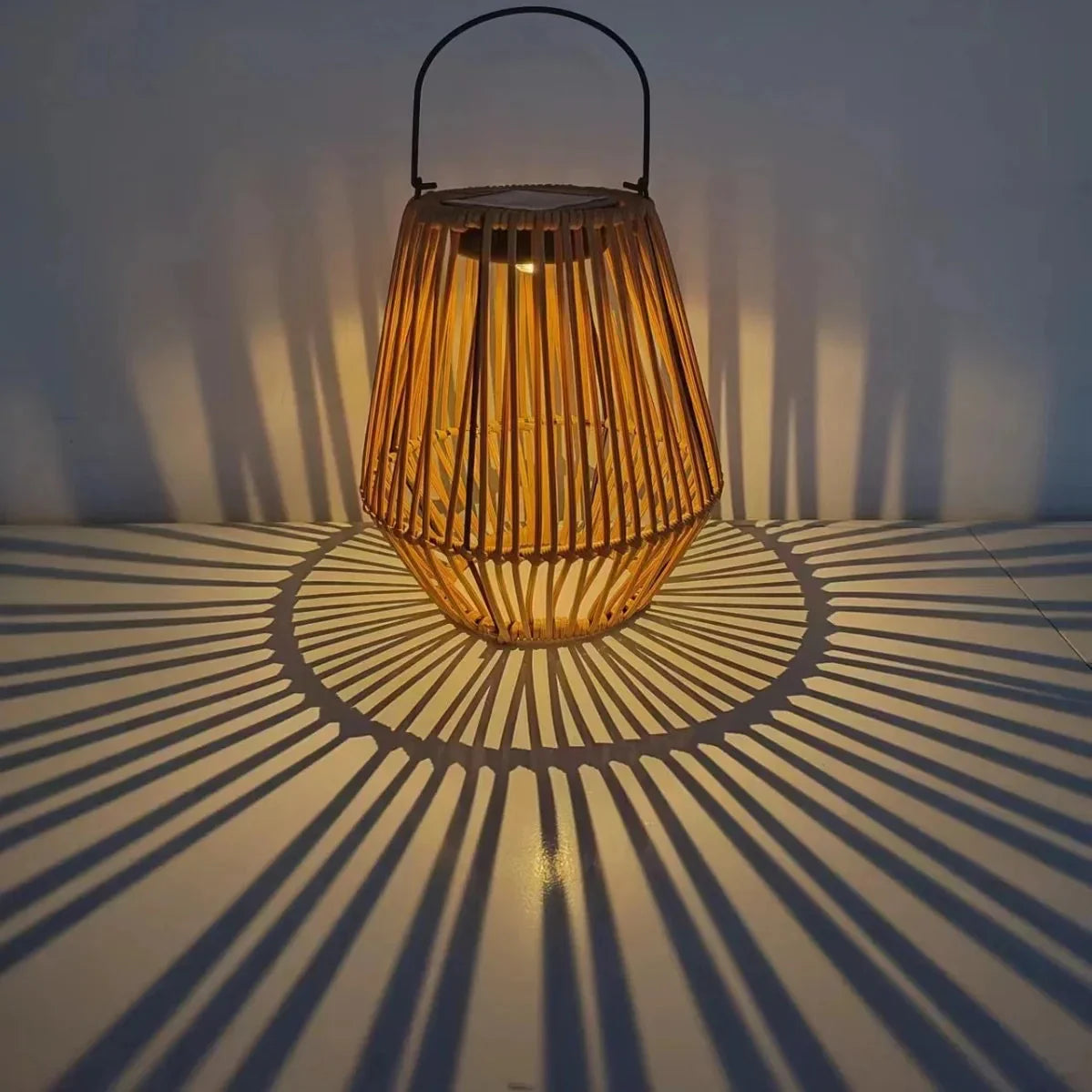 Rustic Boho Solar Lantern with Twilight Sensor