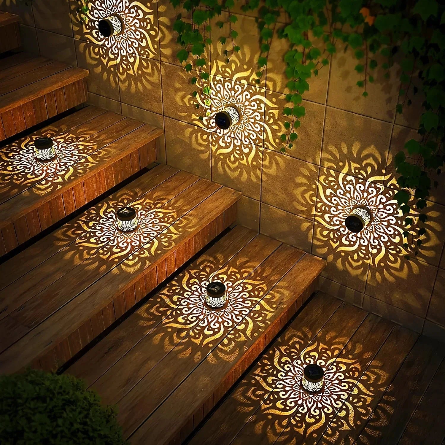 Solar Lantern with Shadow Pattern | Automatic Dusk Sensor | Weather-Resistant