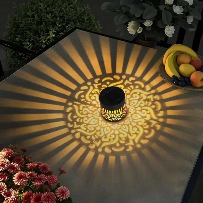 Solar Lantern with Shadow Pattern | Automatic Dusk Sensor | Weather-Resistant