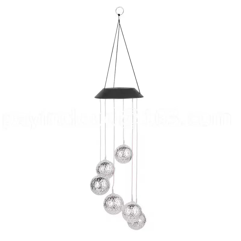 Solar Wind Chime with Color-Changing LED Lights and Automatic Dusk Sensor