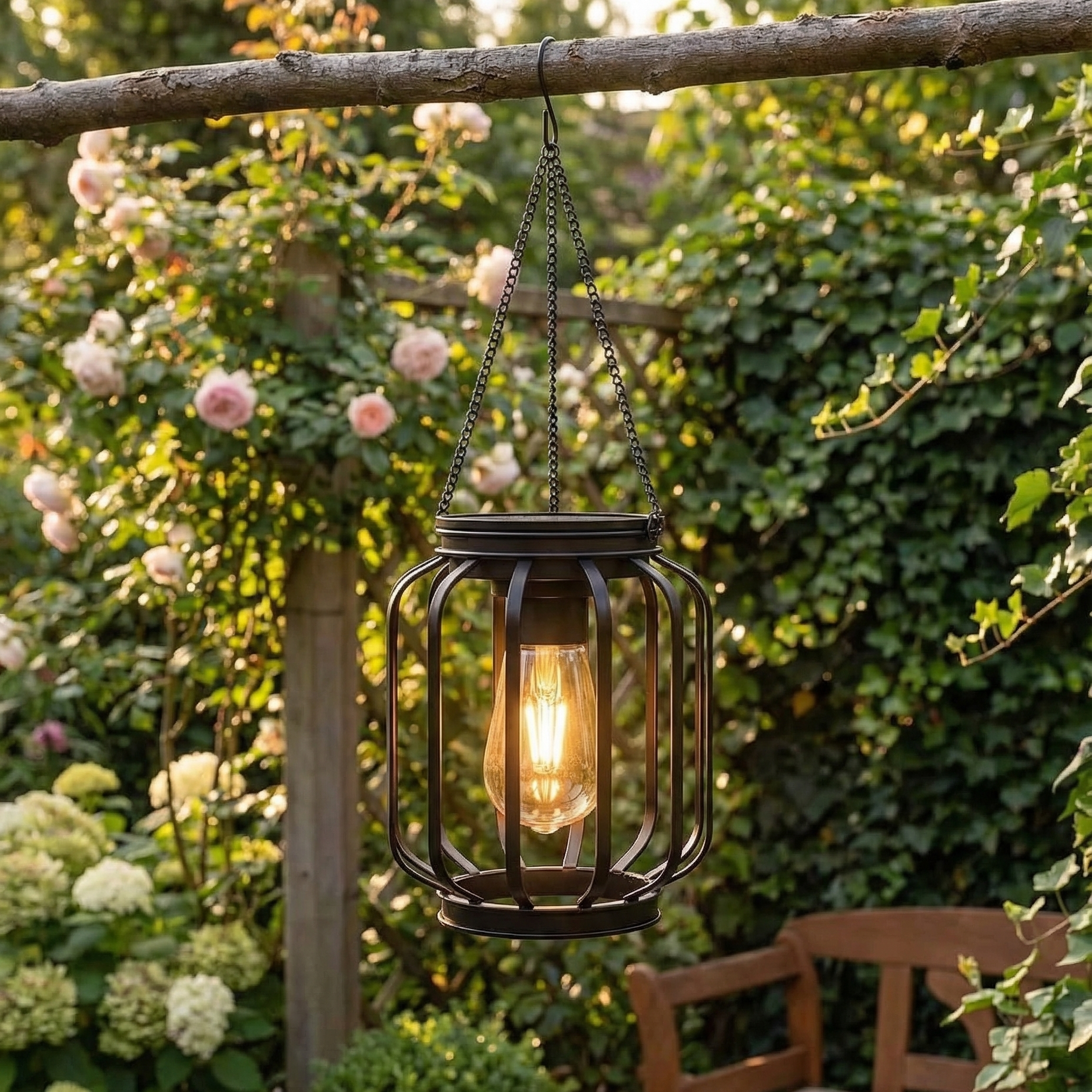 Elegant Solar-Powered Hanging Lantern for Outdoor Spaces