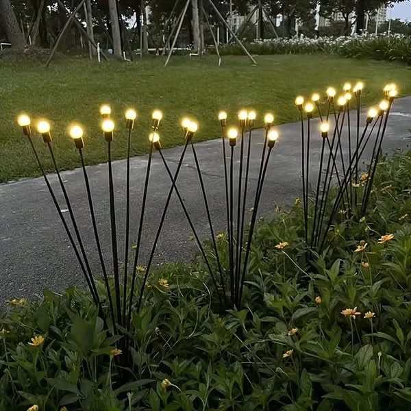 Solar-Powered Outdoor Firework Decorations for Contemporary Gardens