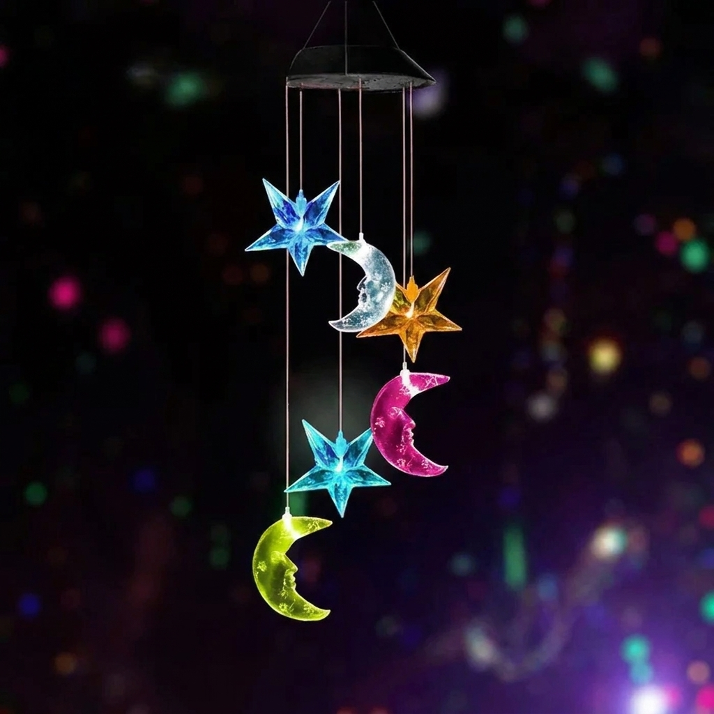 Harmonious Solar-Powered Wind Chime Light with Color Effects