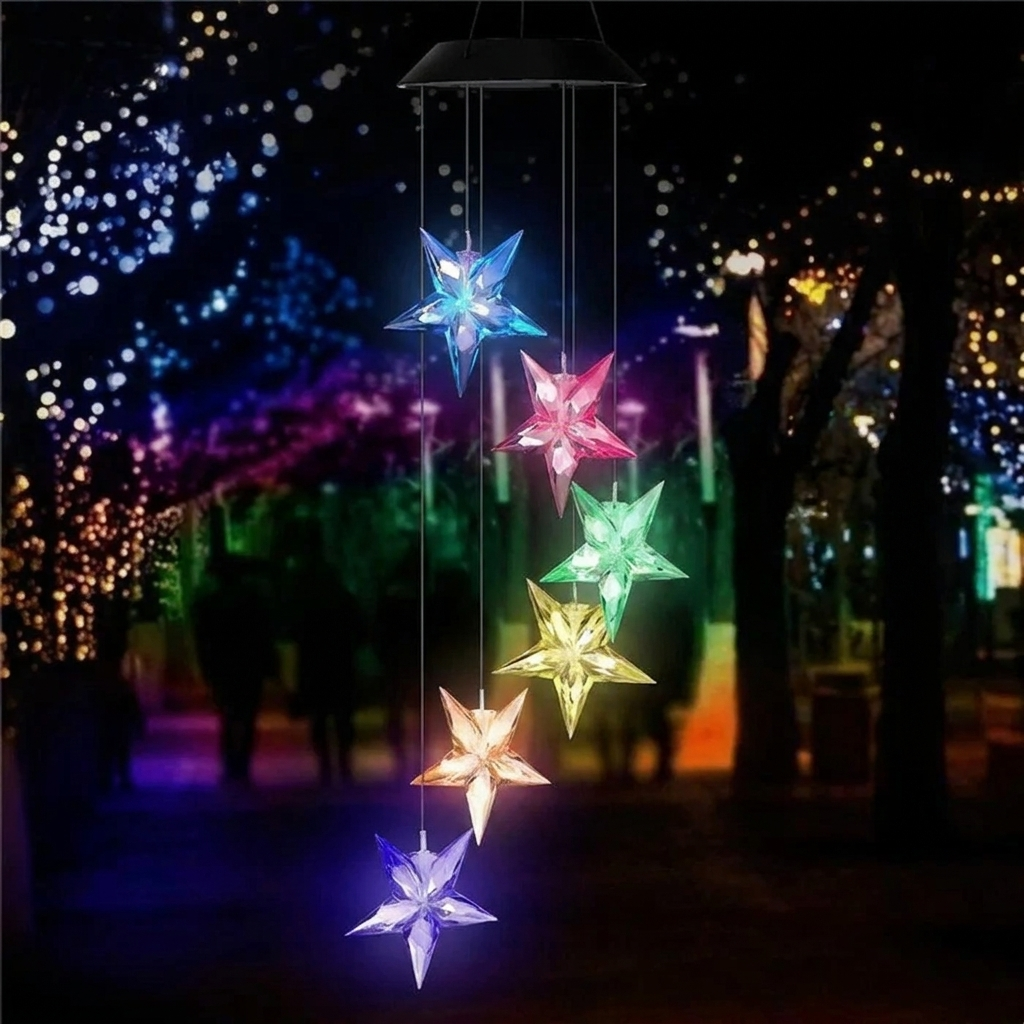 Harmonious Solar-Powered Wind Chime Light with Color Effects