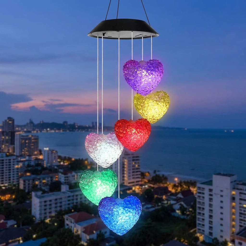 Harmonious Solar-Powered Wind Chime Light with Color Effects