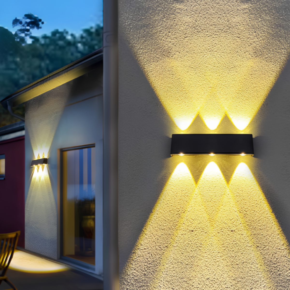 Solar-Powered Dual Direction Outdoor Wall Light - IP65 Rated