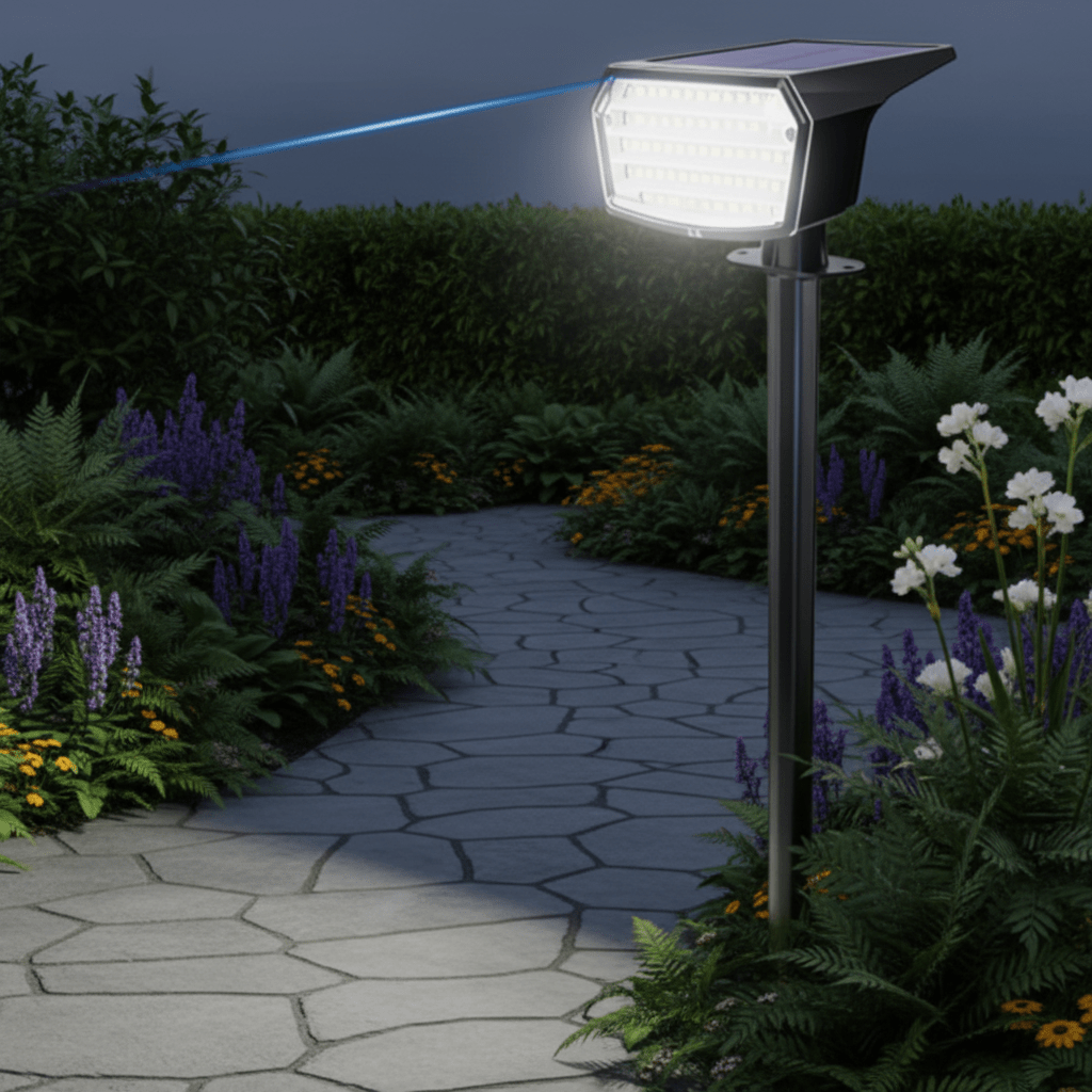 EcoBright - Solar Powered LED Floodlight for Enhanced Security