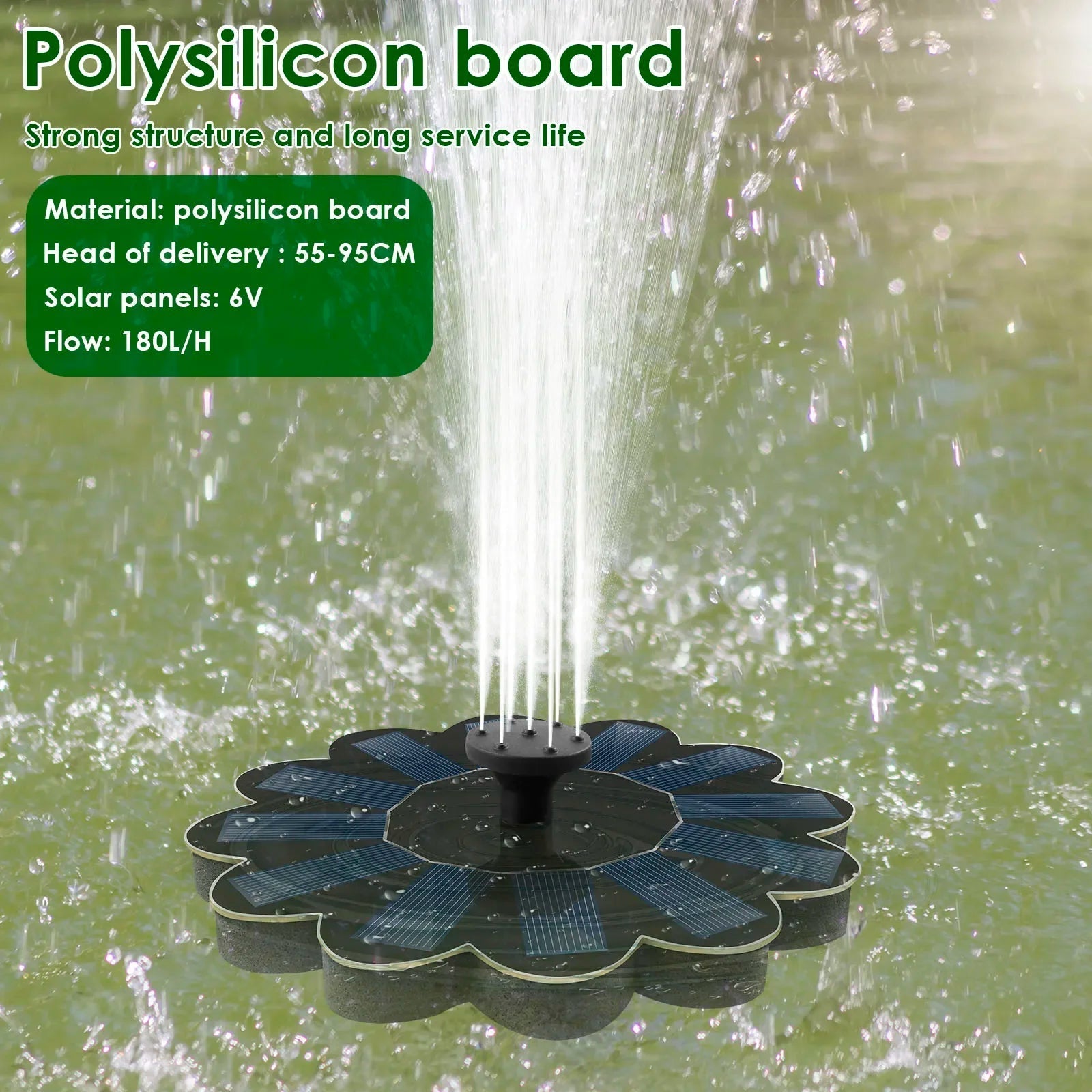 SerenitySprout – Solar-Powered Garden Fountain with 5 Nozzle Options