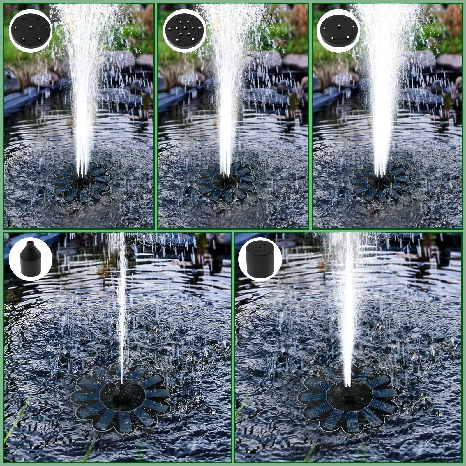 SerenitySprout – Solar-Powered Garden Fountain with 5 Nozzle Options