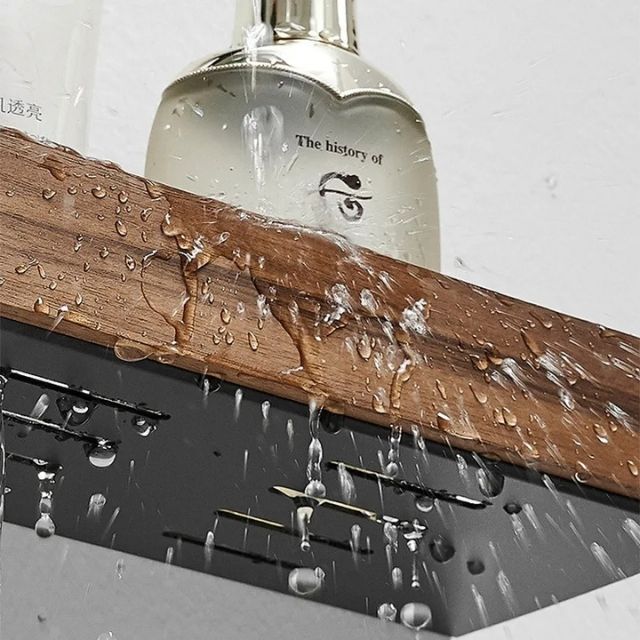 Effortless Wall-Mounted Wooden Shelf for Bathroom Storage