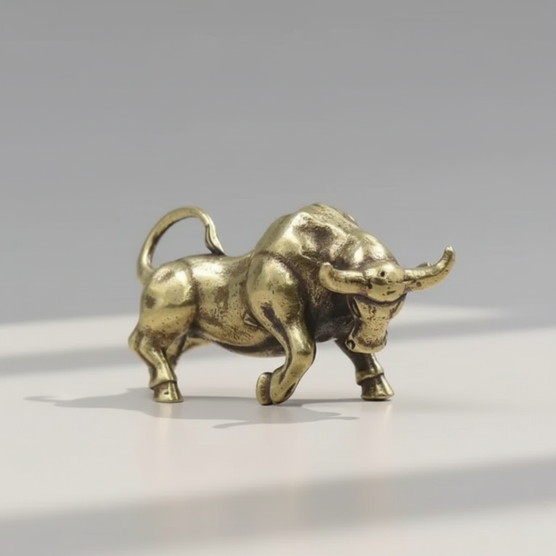 Brass Bull Sculpture – A Handcrafted Emblem of Strength and Wealth