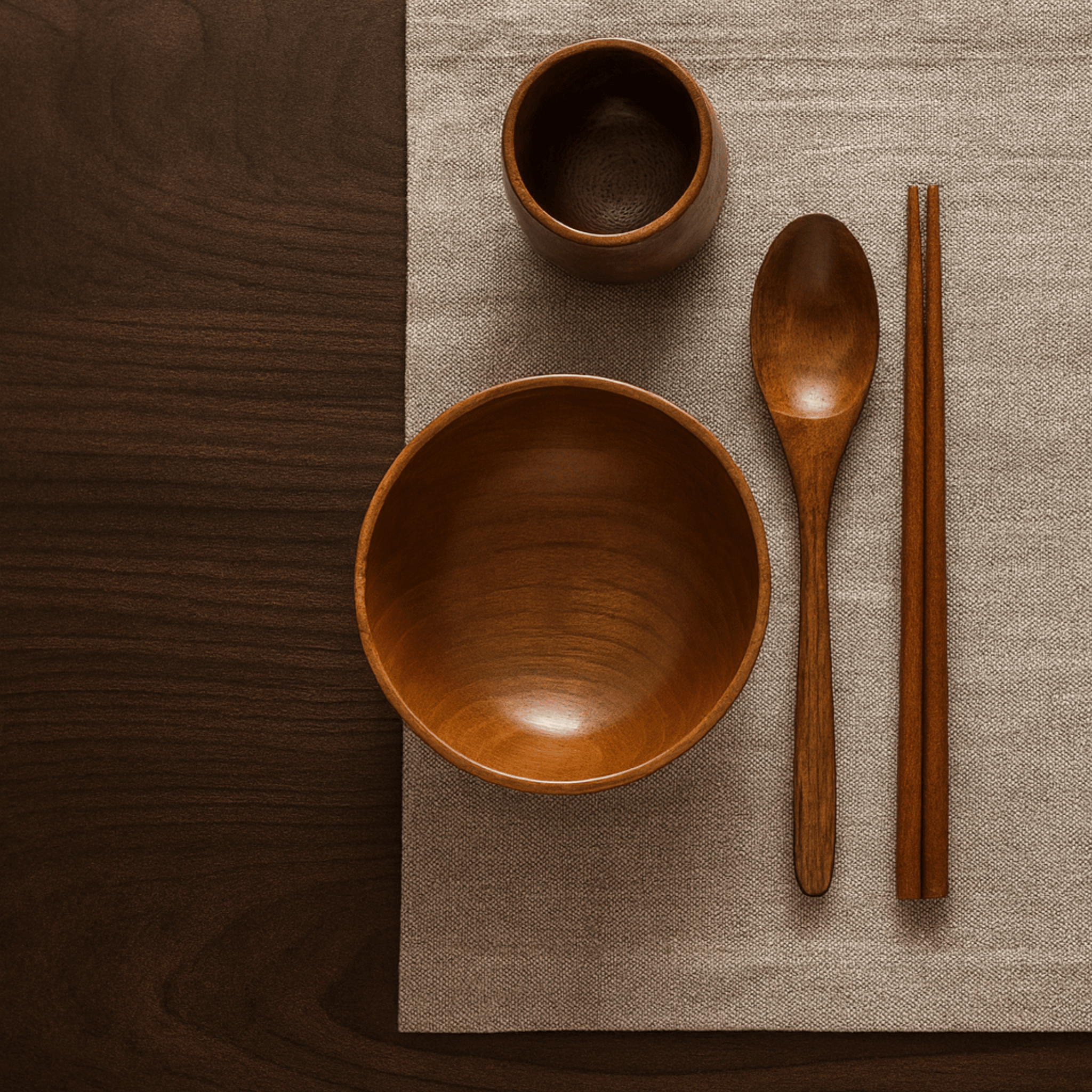 Natural Wood Dining Set – Elegant Japanese-Inspired Tableware
