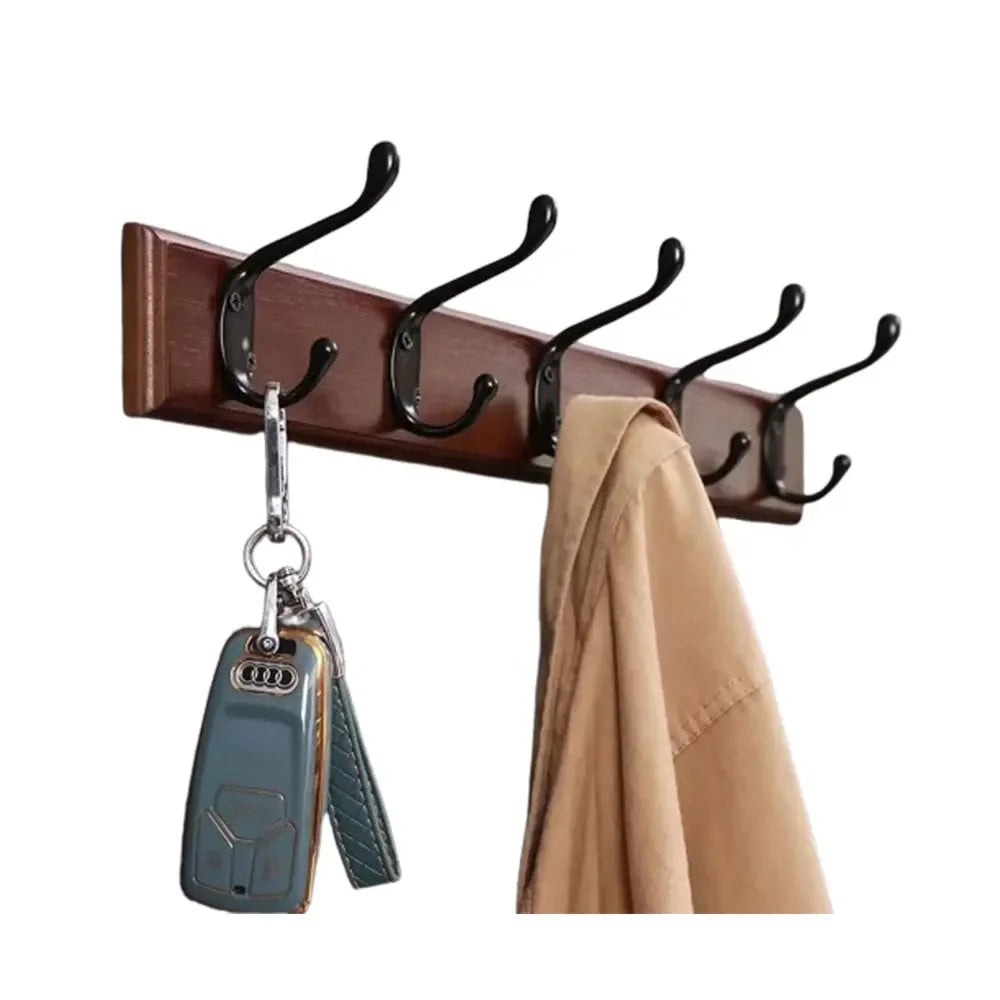 Stylish Wooden Wall Rack with 4-5 Hooks for Organized Living
