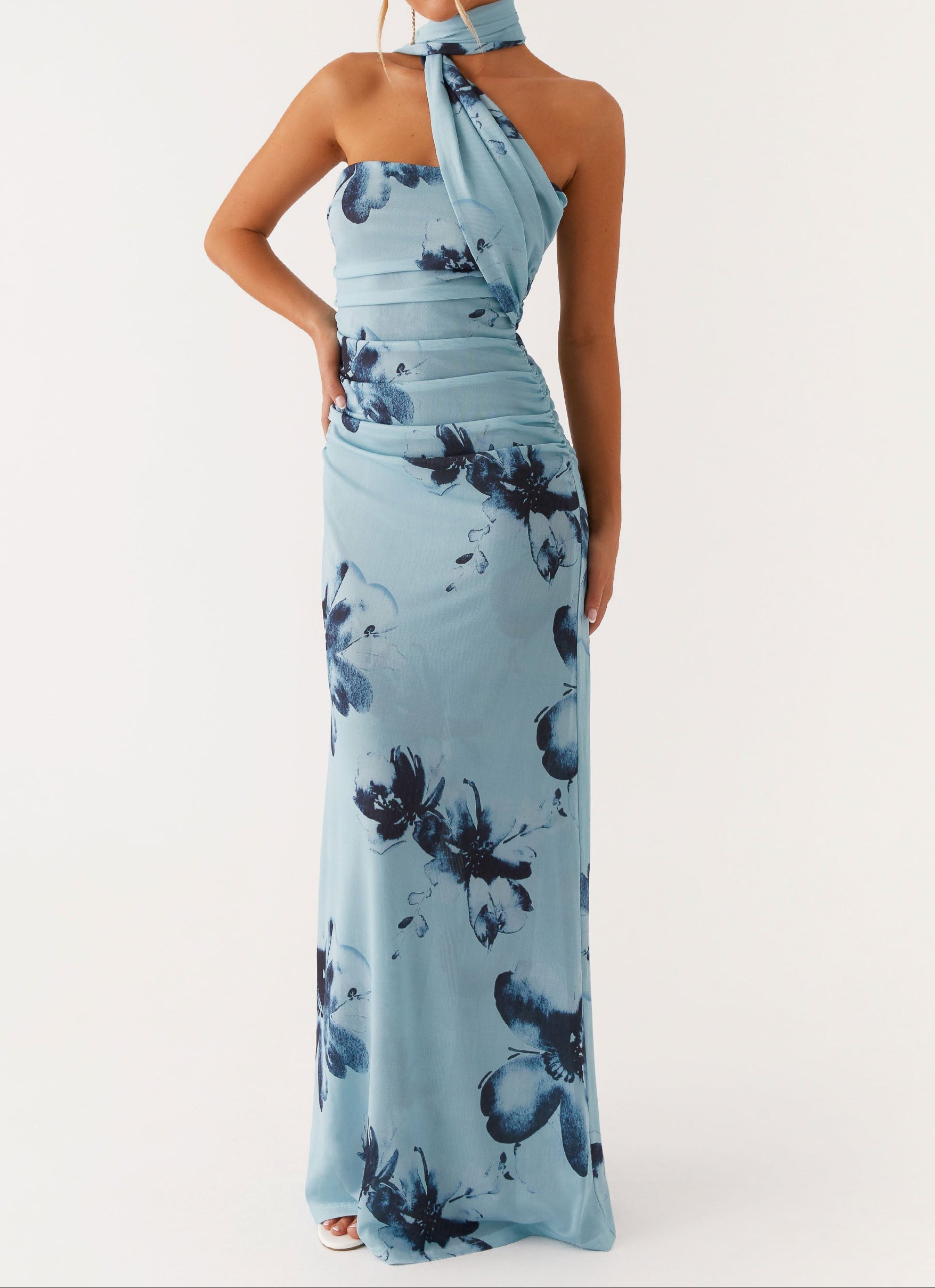 Elegant Floral Maxi Dress - Midnight Blossom
