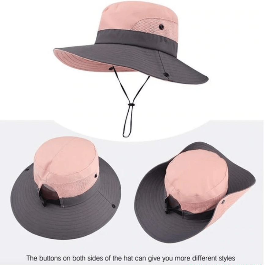 Women's Sun Hat with Drawstring Closure and Chin Strap | Ventilated Mesh
