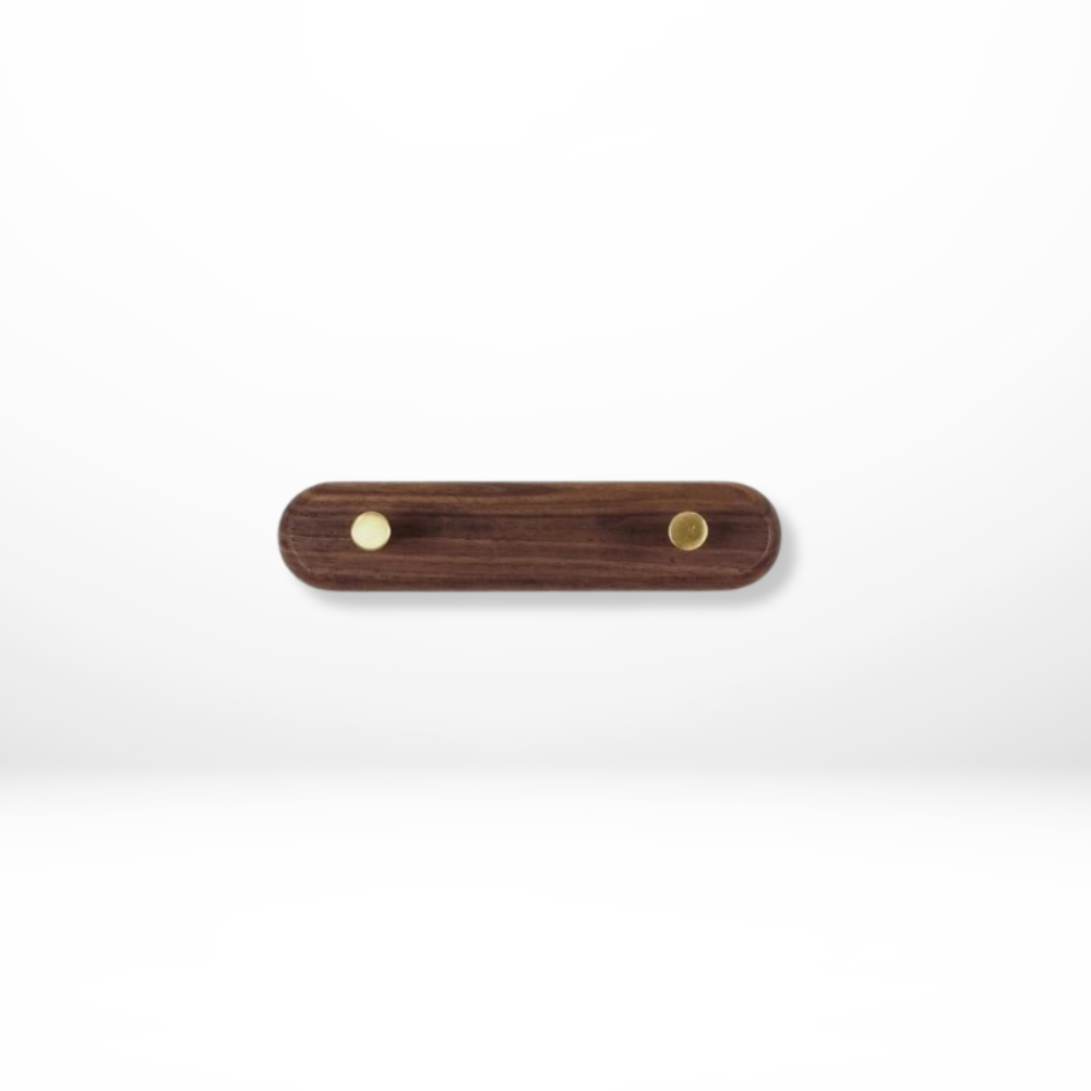 Chic Natural Wood Wall Hooks with Elegant Brass Details
