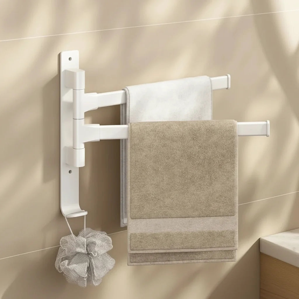 Adjustable Wall-Mounted Towel Holder with Swivel Function