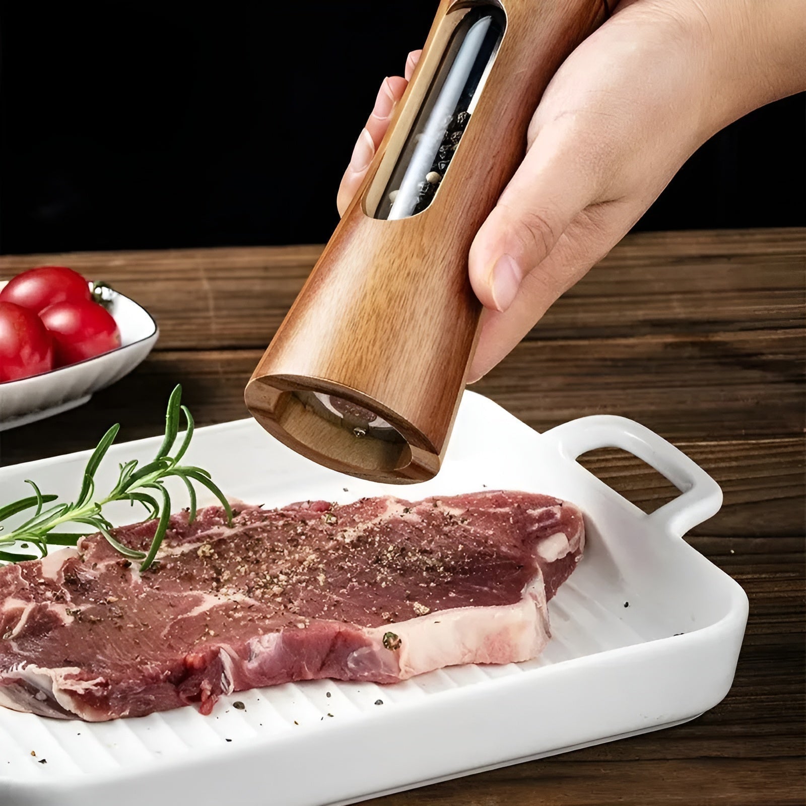 Gourmet Twist Salt & Pepper Mill Duo – Adjustable Wooden Grinders