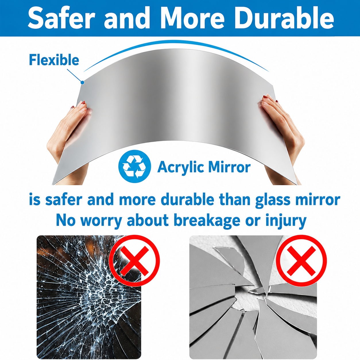 Self-Adhesive Mirror Film | Shatterproof & Customizable | Crystal Clear