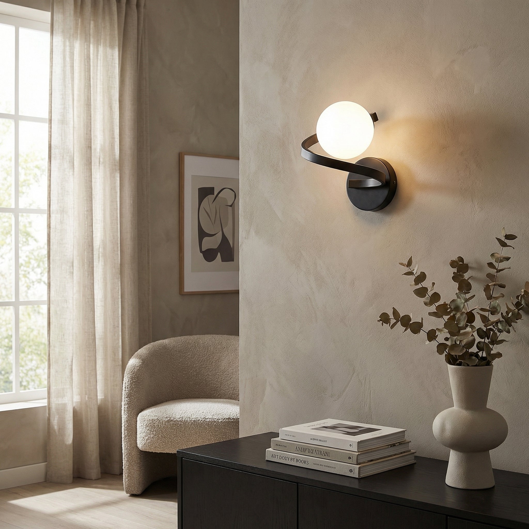 Elegant Spiral Glass Wall Light with Iron Frame for Modern Homes