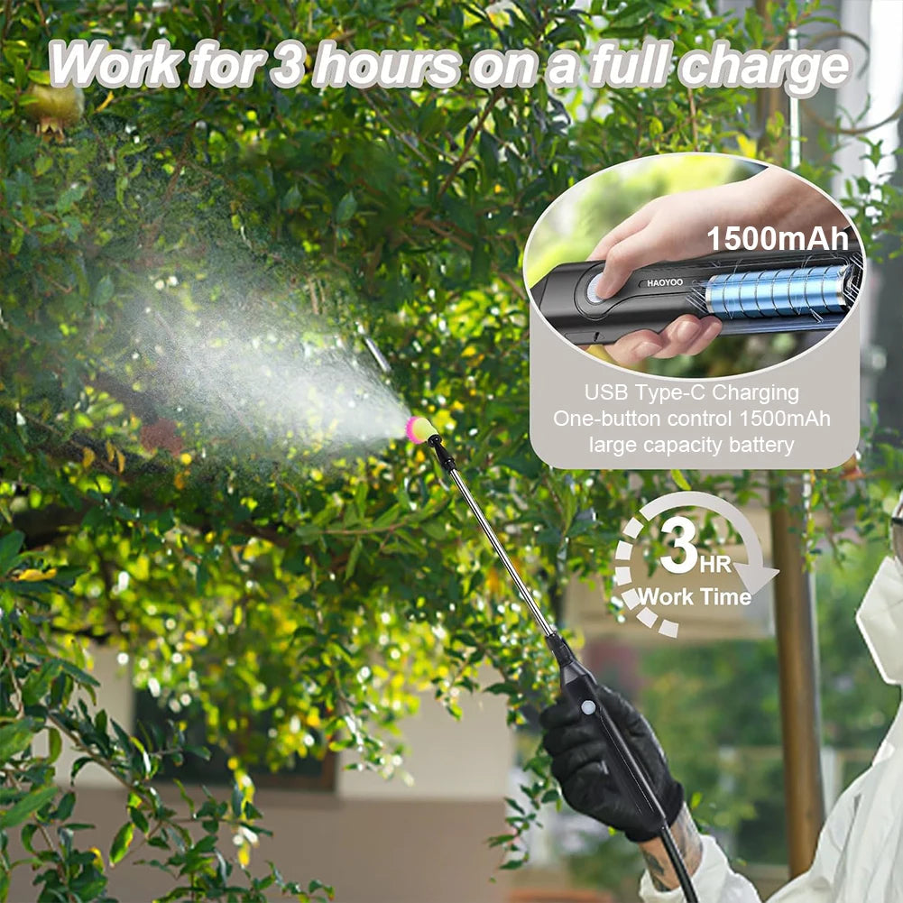 AquaMist - 5L Portable Spray Pump with Customizable Nozzle & USB Charge