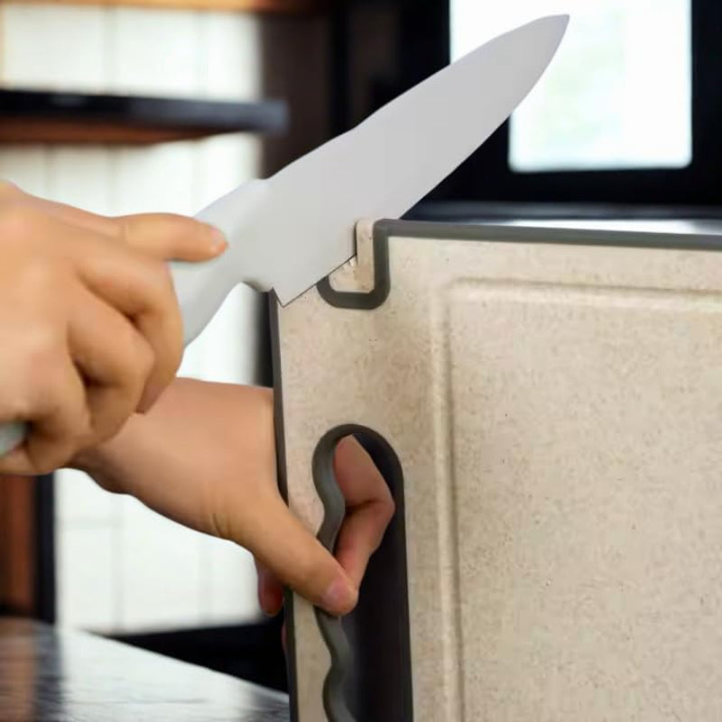 Versatile Stainless Steel Food Prep Board with Wheat Straw Base