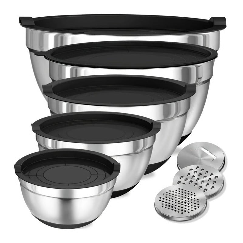 Essential Stainless Steel Mixing Bowl Collection with Secure Lids