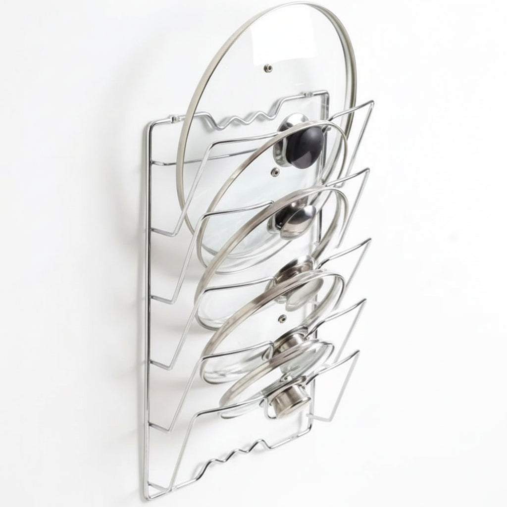 Vertical Pot Lid Organizer with 5-Tier Rack for Efficient Storage