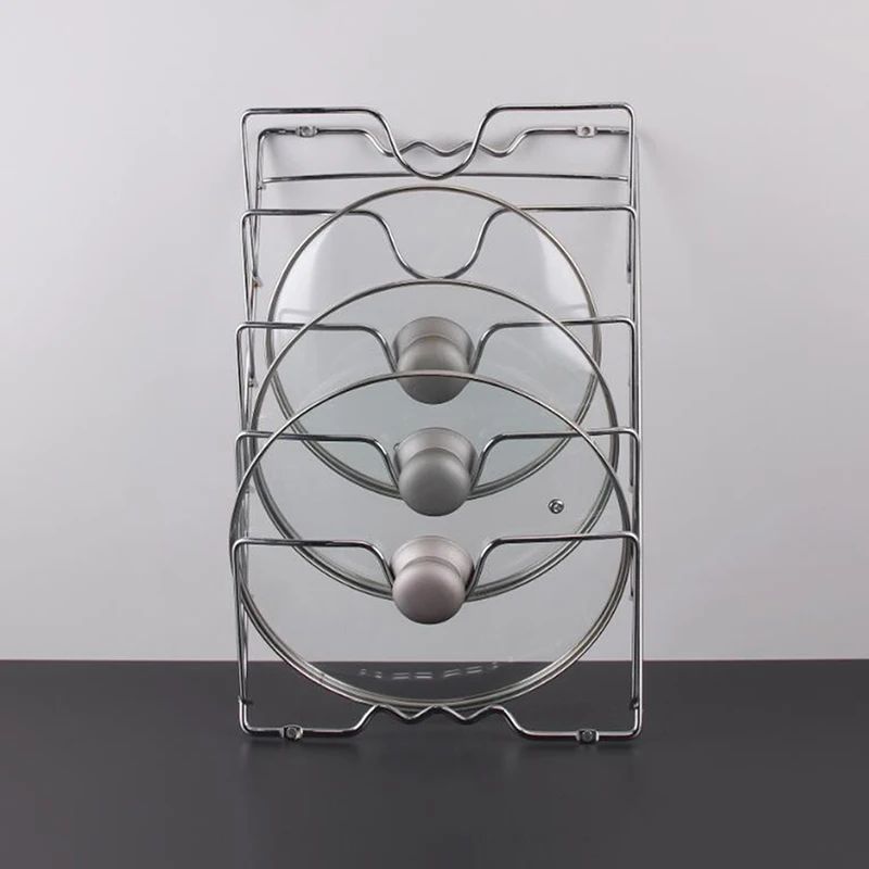 Vertical Pot Lid Organizer with 5-Tier Rack for Efficient Storage