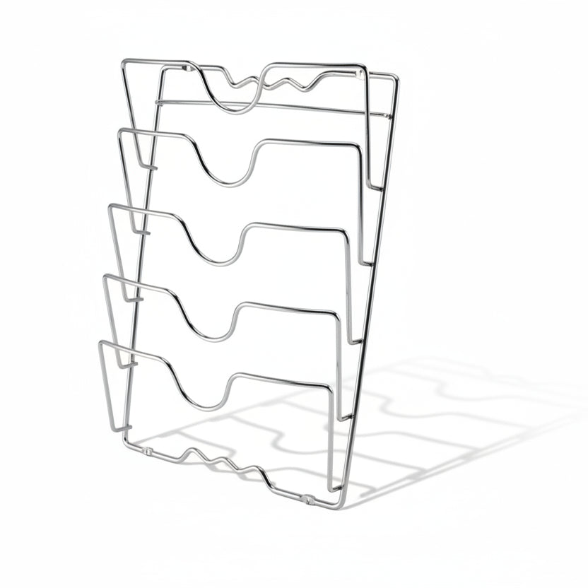 Vertical Pot Lid Organizer with 5-Tier Rack for Efficient Storage