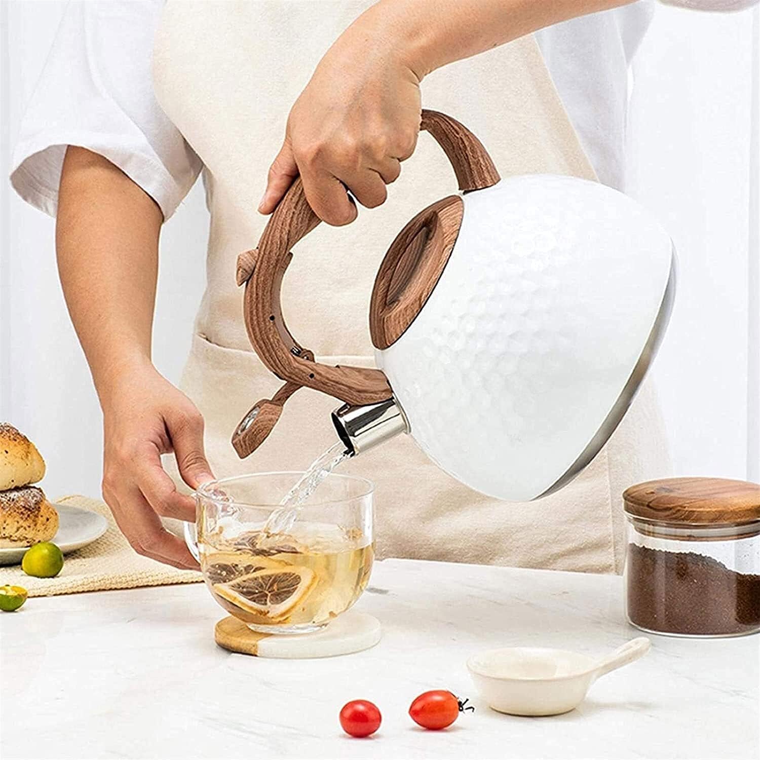 Elegant Whistling Kettle 95oz Stainless Steel with Cool Touch Handle