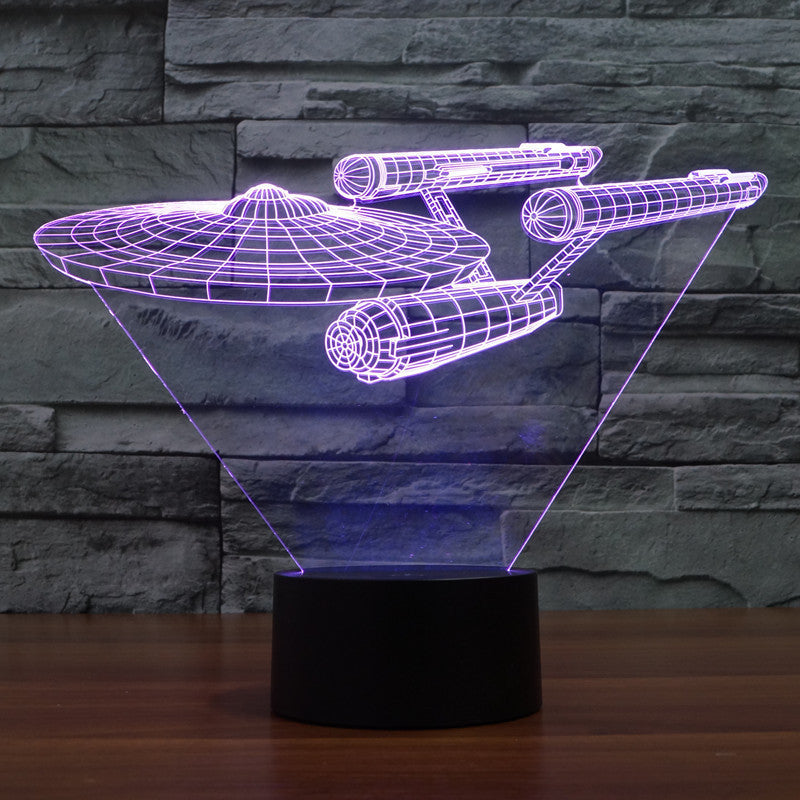 Multicolor LED 3D Spaceship Illusion Lamp