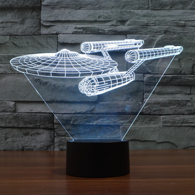 Multicolor LED 3D Spaceship Illusion Lamp