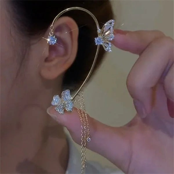 Sparkling Zirconia Butterfly Design Statement Earrings
