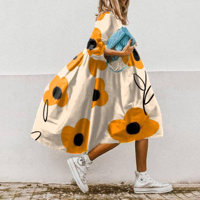 Bohemian Floral Print Sun Dress