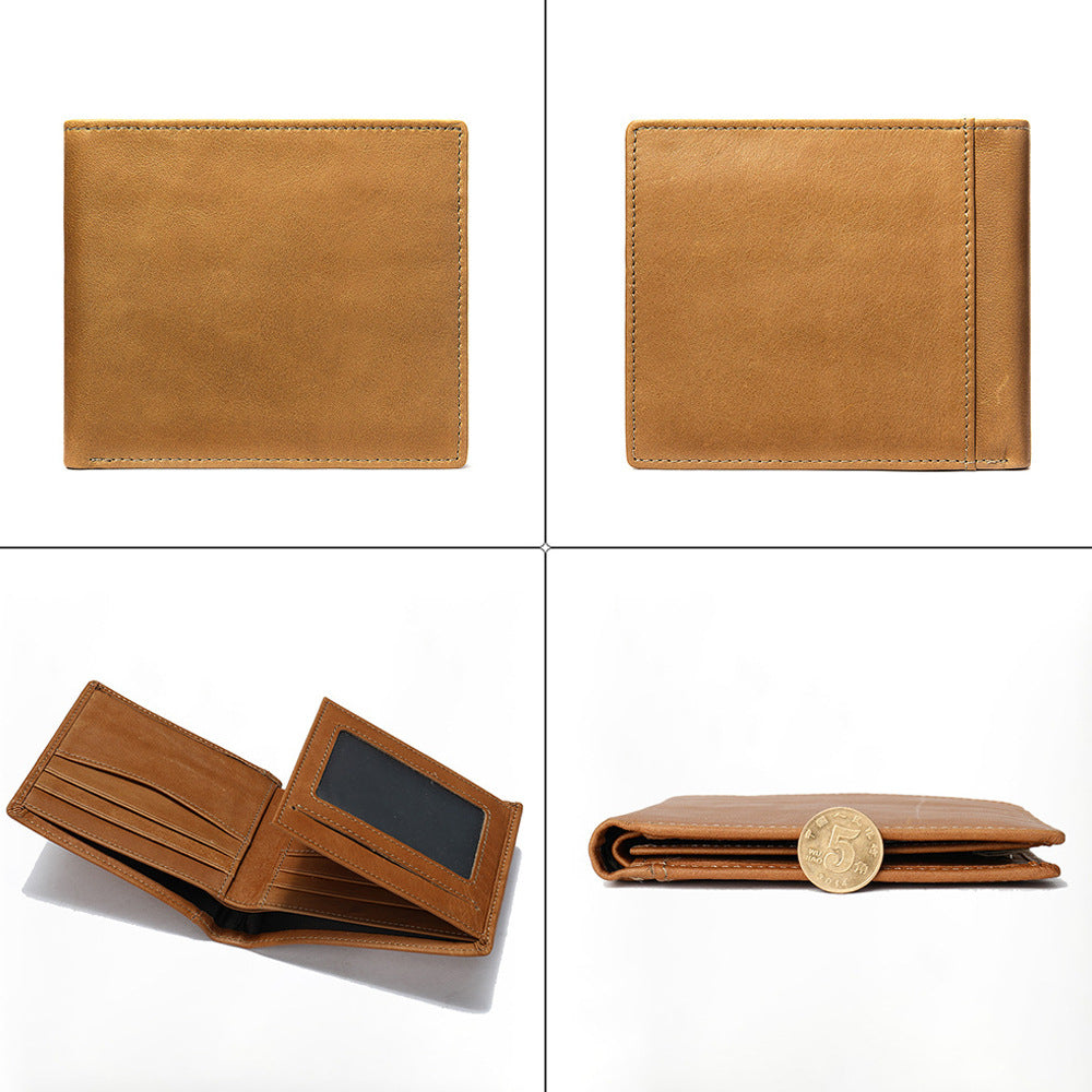 Elegant Men's RFID-Blocking Leather Bifold Wallet