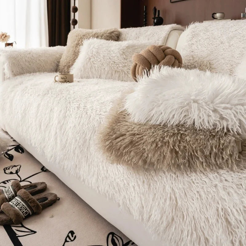 Plush Stretch Sofa Protector - Machine Washable & Stylish