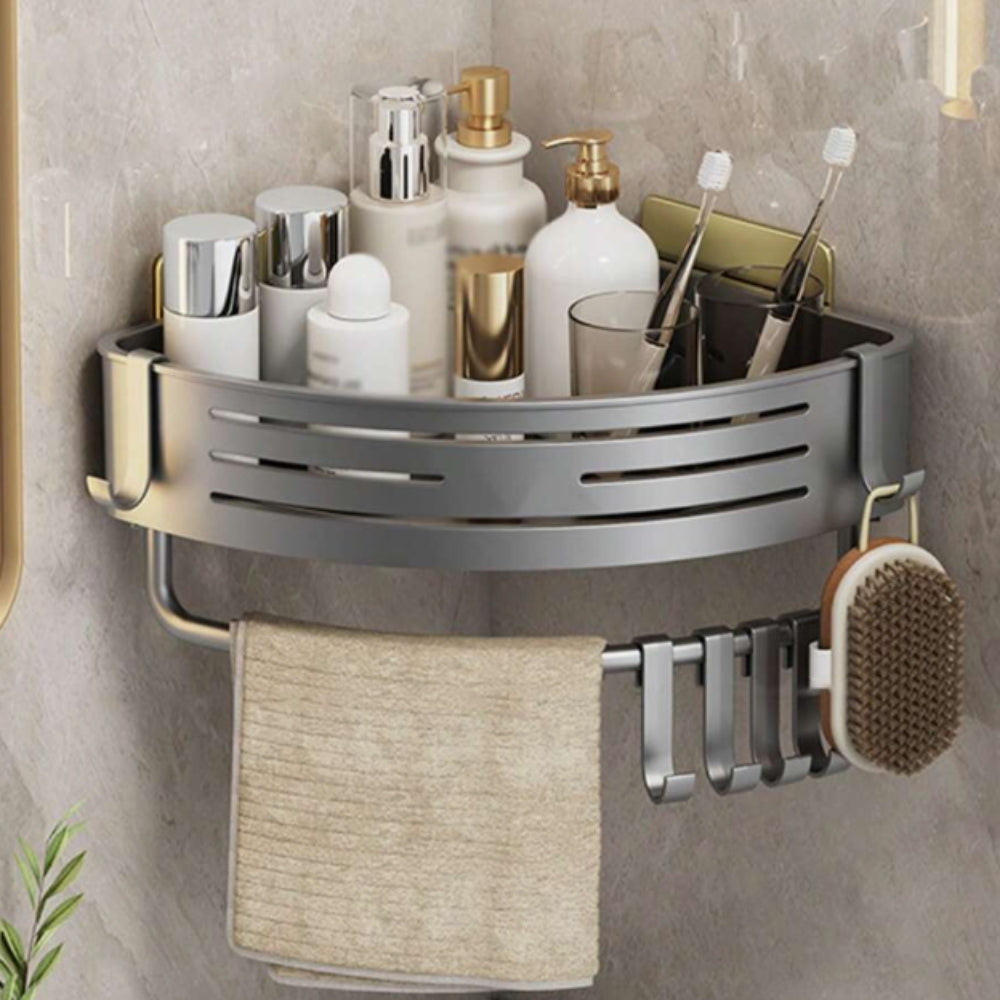 Space-Saving Aluminum Corner Organizer for Shower & Kitchen