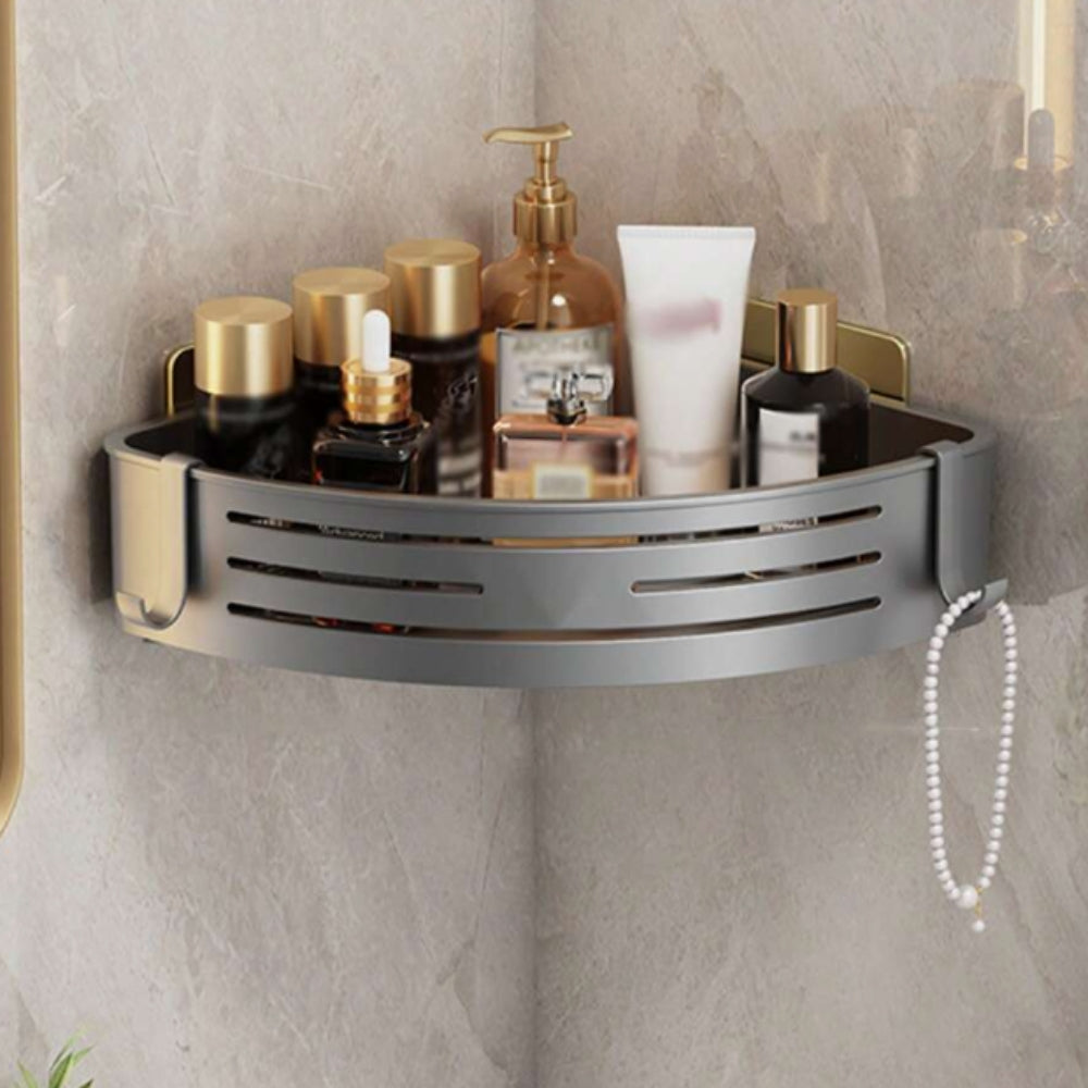 Space-Saving Aluminum Corner Organizer for Shower & Kitchen