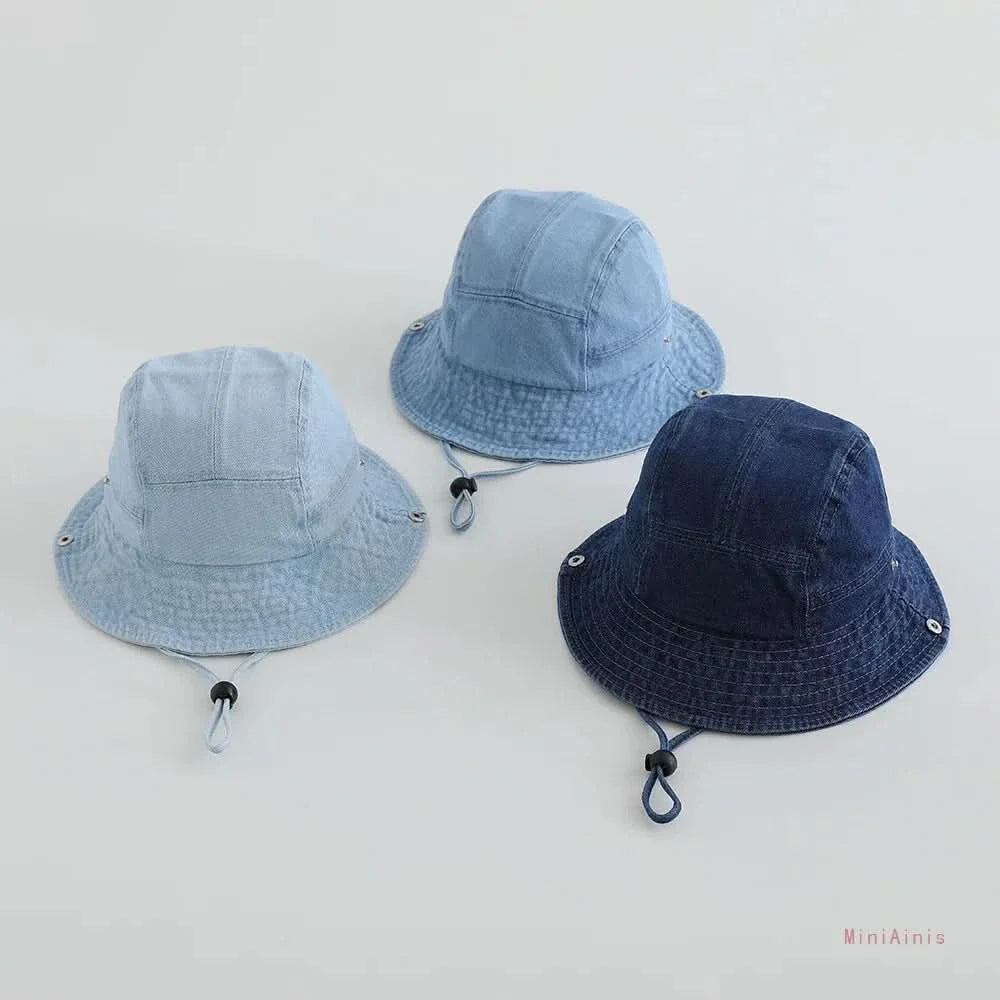 Washed Denim Bucket Hat for Kids – Comfortable Sun Protection
