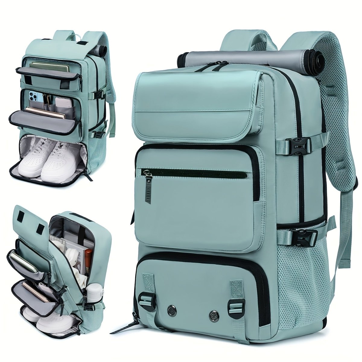 AquaGuard Travel Backpack with USB Charging & Shoe Storage