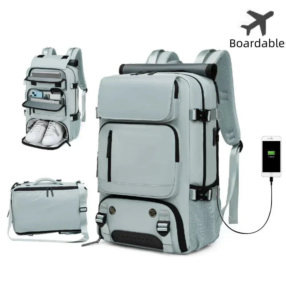 AquaGuard Travel Backpack with USB Charging & Shoe Storage