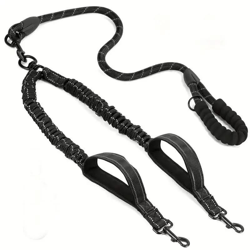 Dual Dog Leash with 360° Swivel and Shock Absorption Feature
